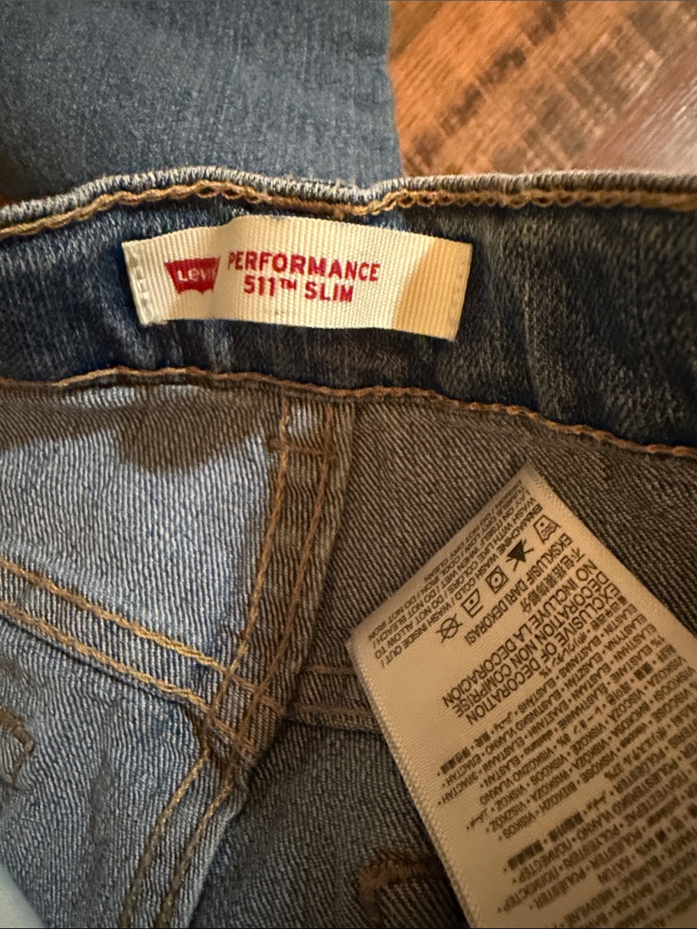 Levi's Performance 511 Slim Jeans - Blue with Brown Stitching